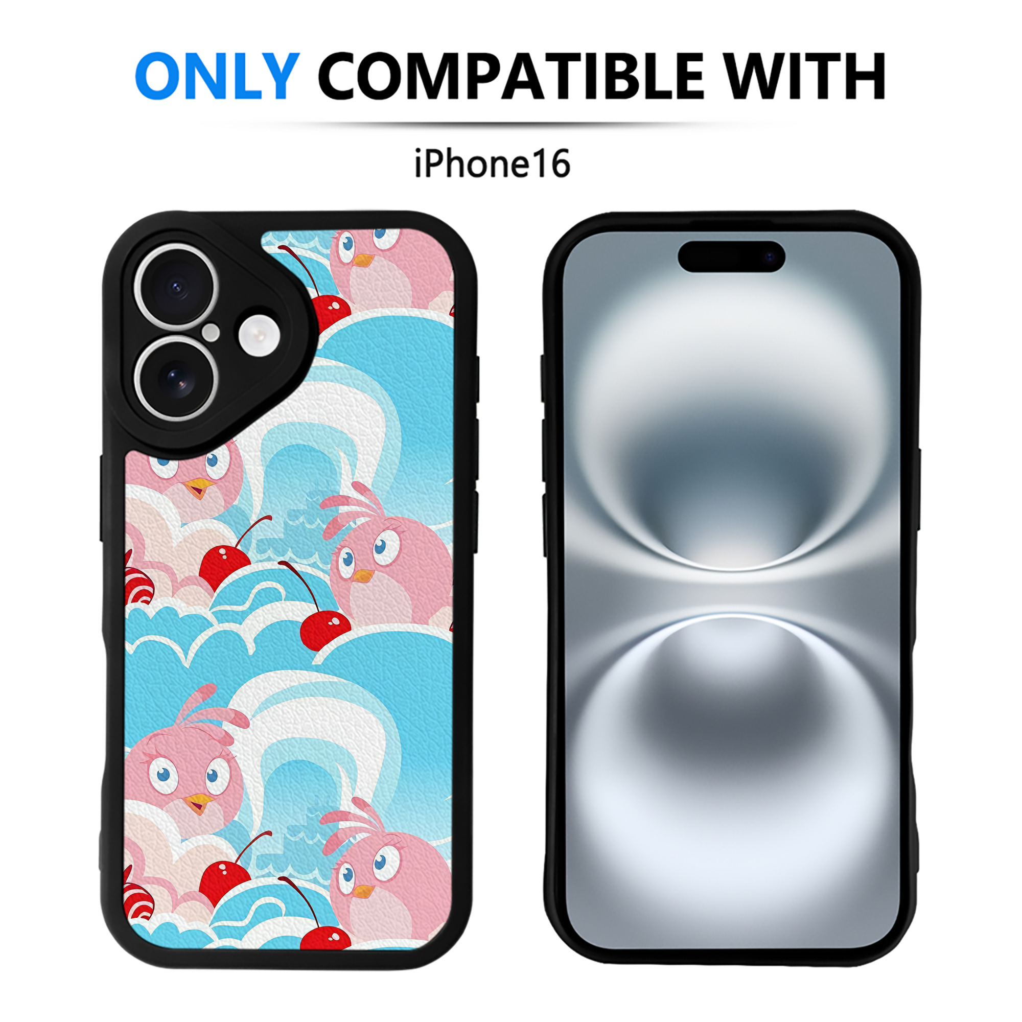 （画像用） Angry Birds アングリーバード 【iPhone 16シリーズ対応】シリコンスマホケース（レザー調） 材質：シリコン